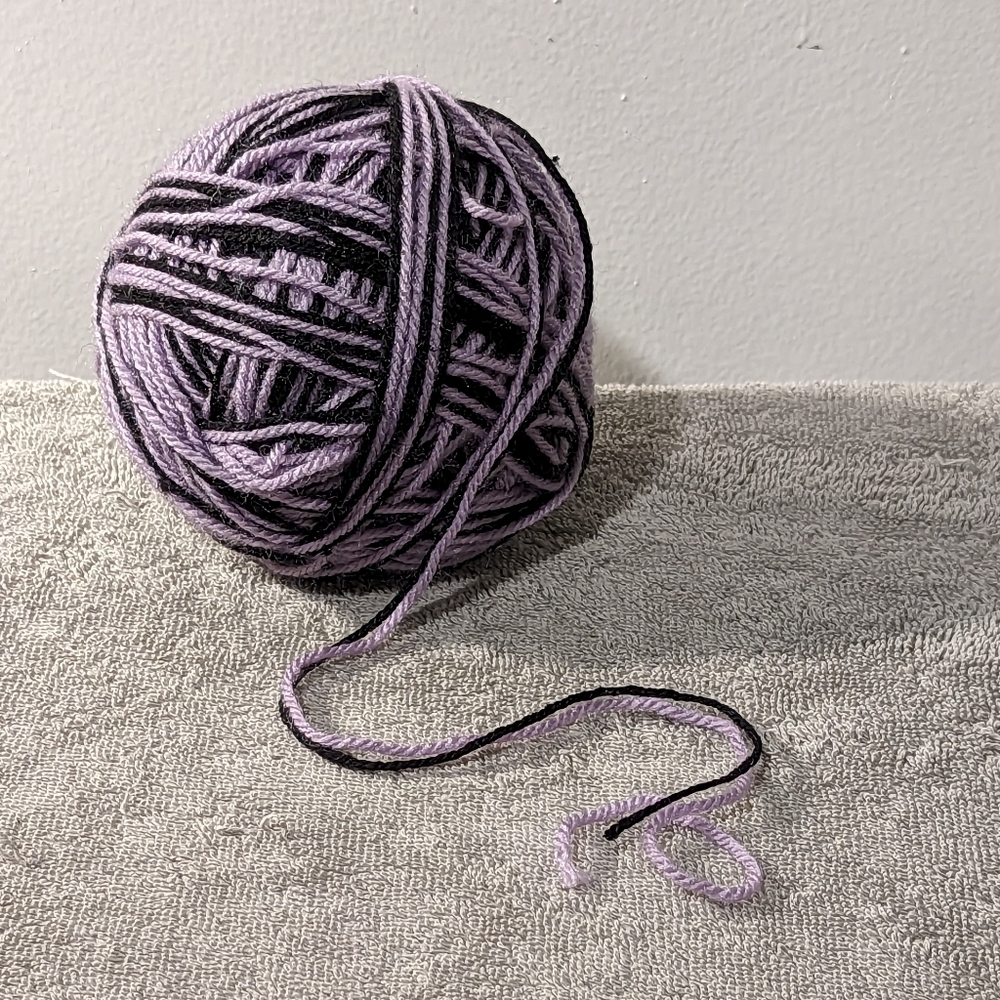 YARN Acrylic Black and Purple Mixed Ball Fiber Content Unknown